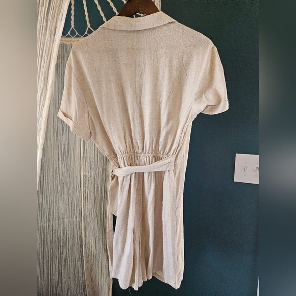 Mango Linen Wrap Shorts Romper Small - Picture 2 of 5